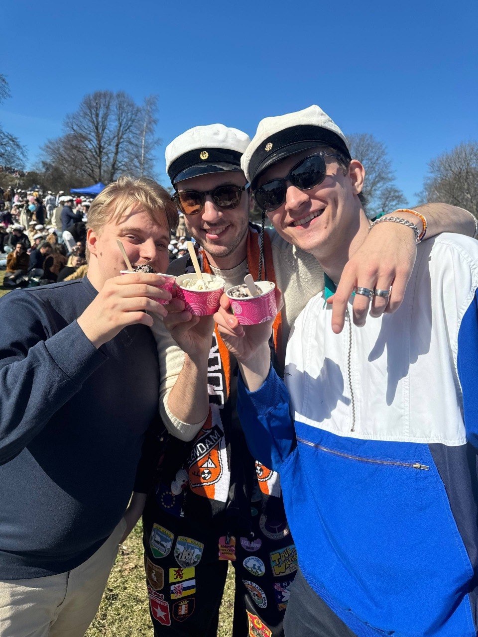 Friends enjoying Bing Chilling! ice cream at Vappu in Helsinki